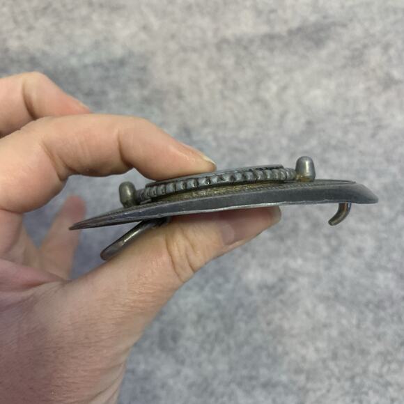 1972-D Eisenhower Silver Dollar Coin Vintage Western Belt Buckle, 3.25” X 2.5” - Picture 7 of 8